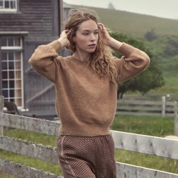 Doen Marsena Alpaca Wool Raglan Knit Lightweight Sweater Pullover Hazelnut - Picture 1 of 13